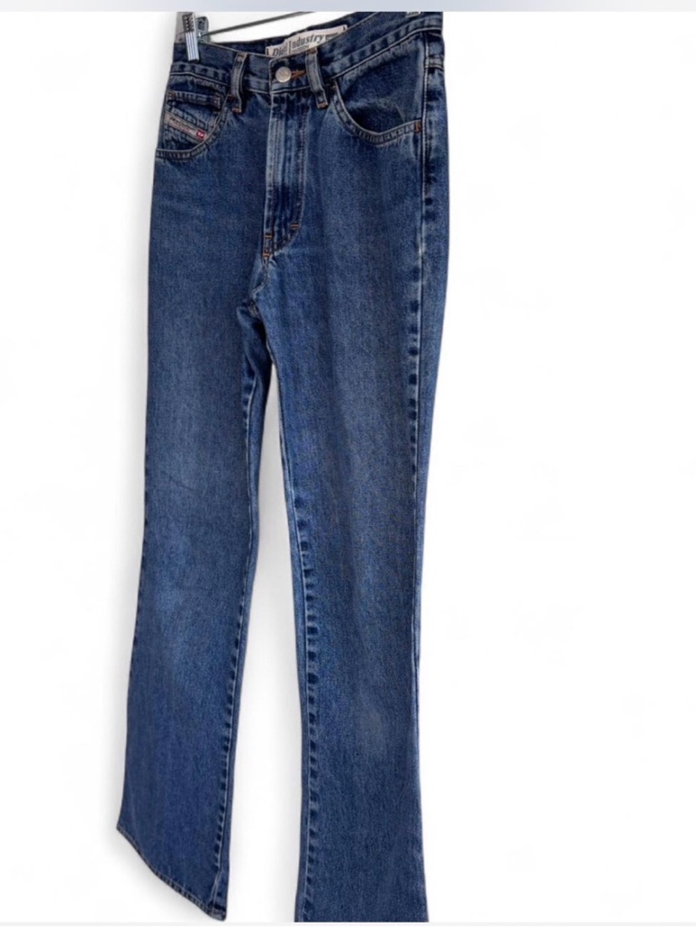 Y2K Vintage Diesel Medium Blue Flare Wide-Leg Jeans Size 27 - Picture 3 of 9